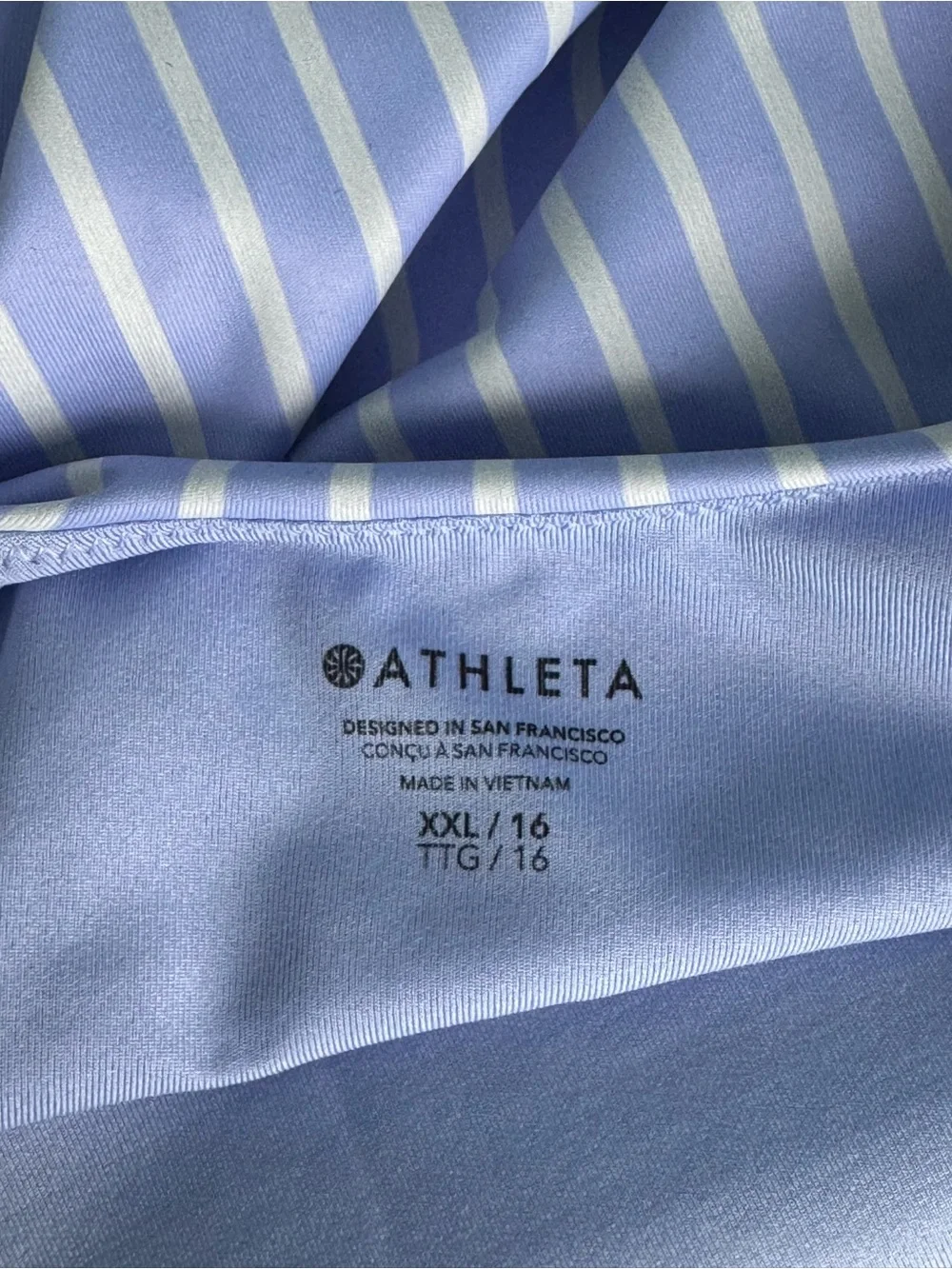 Athleta Girl Cloud Scoop Periwinkle One-Piece in “La Mar Stripe” – Size XXL/16